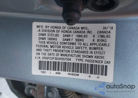 2018 Honda Civic Lx from USA, damaged, VIN 2HGFC2F50JH557554